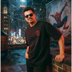 Orryxa Premium Oversized Spiderman T-Shirt – 240 GSM French Terry Pure Cotton, Unisex Streetwear