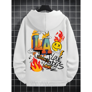 Premium Printed Black Hoodie – 320 GSM Heavyweight Fleece Streetwear by ORRYXA - White