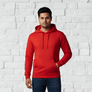 Plain Premium Red Hoodie – 320 GSM heavyweight Oversized Streetwear by ORRYXA