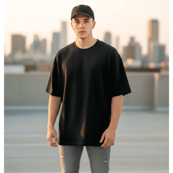 Men’s Oversized Karera Popcorn Fabric T-Shirt | 220 GSM Premium Quality | Round Neck Casual Wear - Image 1