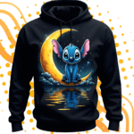 Moon animation design premium Black Hoodie – 320 GSM Heavyweight Fleece Streetwear by ORRYXA