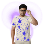 Full Star printed T-shirt ORRYXA 220 Gsm Light Cream Premium Regular Fit T-Shirt