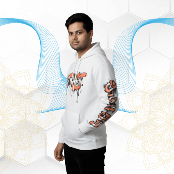 Minimal Luxury Streetwear Look White Hoodie – 320 GSM unisex oversized hoodie Streetwear by ORRYXA - Image 2