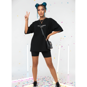 Stay Luxious orryxa Women's Oversized T-Shirt for Women (Black | Cotton | 240 GSM)