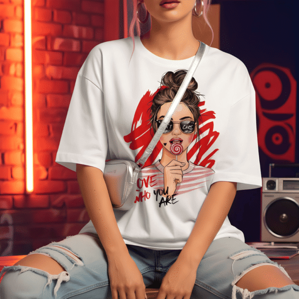 Butterfly printed 220 GSM White Heavyweight Cotton Oversized Tee for Women – Fashion Meets Comfort - Image 2