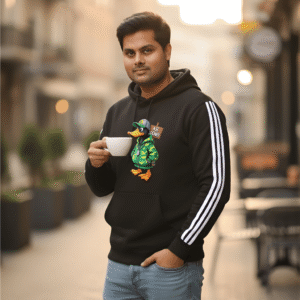 White Stripes Premium Black Hoodie – 320 GSM heavyweight Oversized Streetwear by ORRYXA