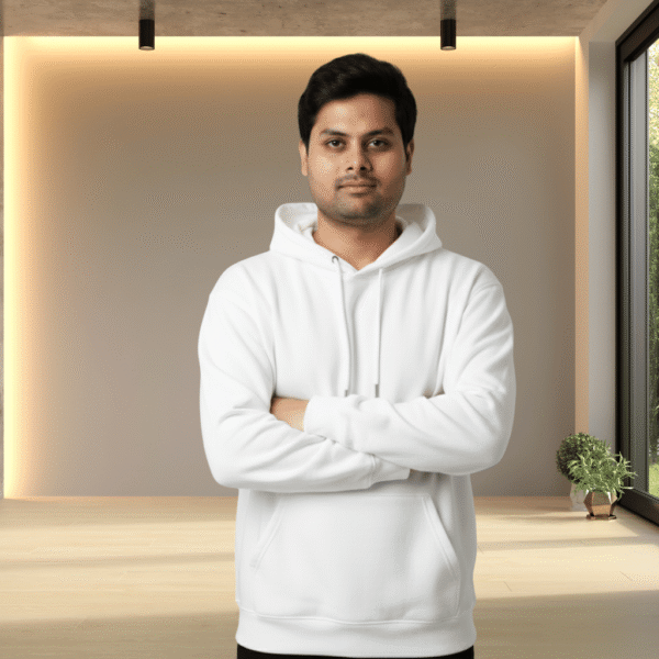 23 Racer Premium White Hoodie – 320 GSM Heavyweight Fleece | Oversized Streetwear by ORRYXA - Image 2