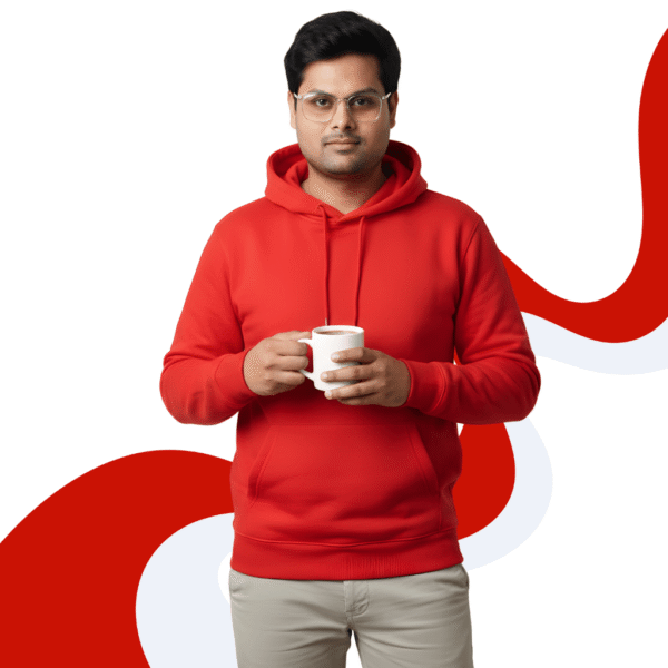 Duck printed Premium Red Hoodie – 320 GSM heavyweight Oversized Streetwear by ORRYXA - Image 2