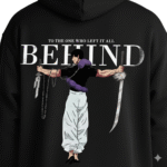 Behind premium Black Hoodie – 320 GSM Heavyweight Fleece Streetwear by ORRYXA - Image 4