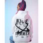 fleece cotton printed Premium White Women’s Oversized Hoodie | 320 GSM Fleece Cotton | Streetwear Comfort - Image 3