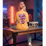 Butterfly printed 220 GSM Yellow Heavyweight Cotton Oversized Tee for Women – Fashion Meets Comfort - Image 2