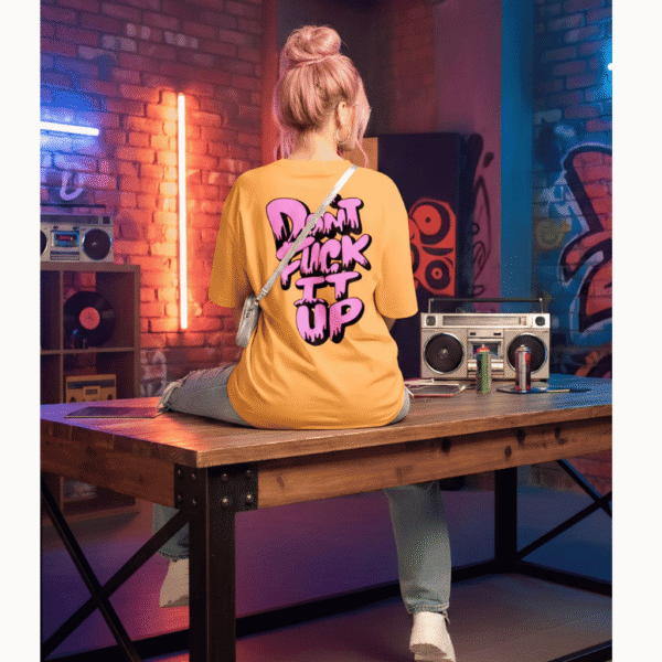 Butterfly printed 220 GSM Yellow Heavyweight Cotton Oversized Tee for Women – Fashion Meets Comfort - Image 2