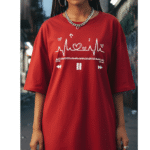 Music Lover Orryxa Women's Oversized Premium T-Shirt for Women (Red | Cotton | 240 GSM) - Image 2