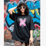 Orryxa 220 GSM Black Heavyweight Cotton Oversized Tee for Women – Fashion Meets Comfort - Image 2