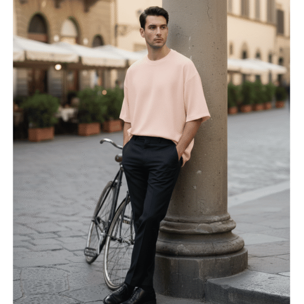 Men’s Oversized Karera Popcorn Fabric T-Shirt | 220 GSM Premium Quality | Round Neck Casual Wear - Image 1