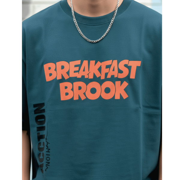 Super printed Orryxa Premium Oversized T-Shirt for Men (Teal Blue | 280 GSM | 100% Cotton) - Image 4