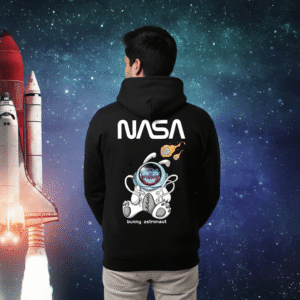 NASA Space Premium Black Hoodie – 320 GSM Heavyweight Fleece | Oversized Streetwear by ORRYXA