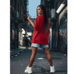 Music Lover Orryxa Women's Oversized Premium T-Shirt for Women (Red | Cotton | 240 GSM) - Image 3