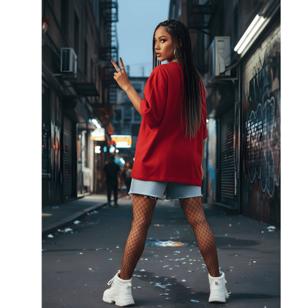 Music Lover Orryxa Women's Oversized Premium T-Shirt for Women (Red | Cotton | 240 GSM) - Image 3