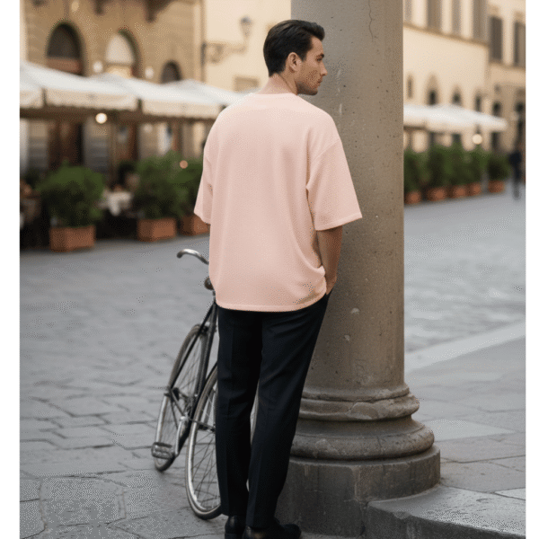 Men’s Oversized Karera Popcorn Fabric T-Shirt | 220 GSM Premium Quality | Round Neck Casual Wear - Image 3