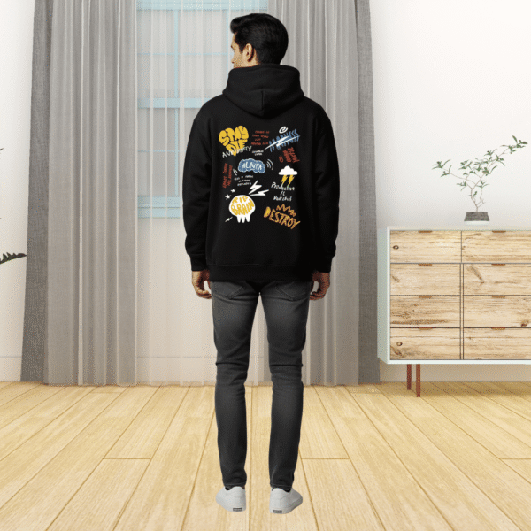 Mr Destroyer premium Black Hoodie – 320 GSM Heavyweight Fleece Streetwear by ORRYXA - Image 3