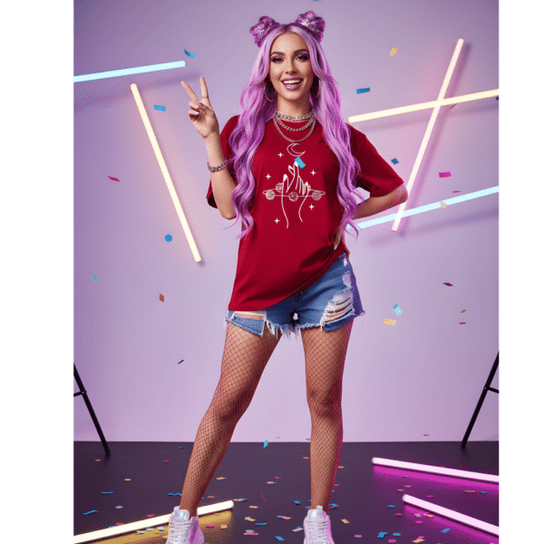 Premium compact printed Orryxa Women's Oversized T-Shirt for Women (Red | Cotton | 240 GSM) - Image 2