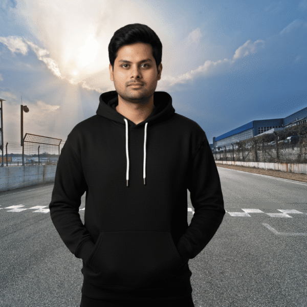 23 Racer Premium Black Hoodie – 320 GSM Heavyweight Fleece | Oversized Streetwear by ORRYXA - Image 2