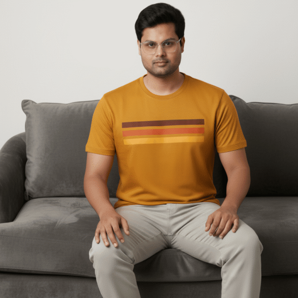 19 3 Stripes Sinker Cotton Compact Yarn 220 GSM Regular Fit T-Shirt Comfort Meets Everyday - Image 1