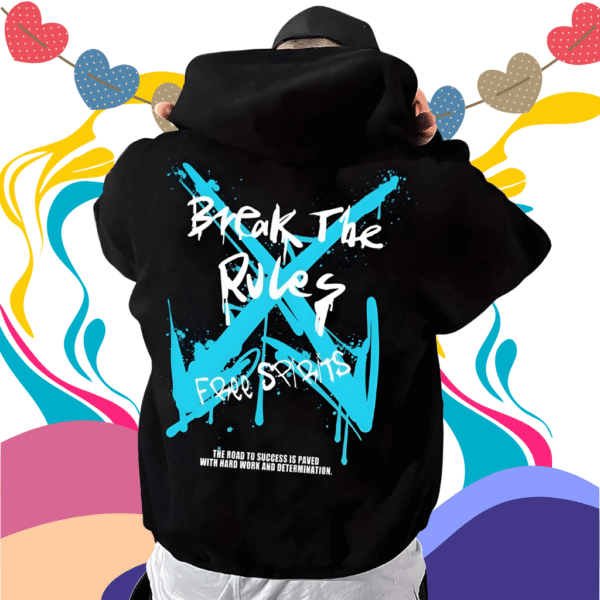 Break the rules premium Black Hoodie – 320 GSM Heavyweight Fleece Streetwear by ORRYXA - Image 3