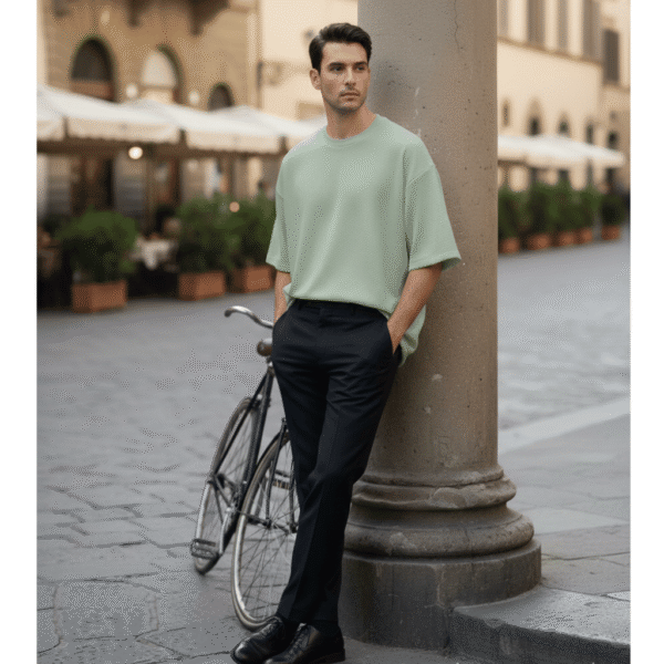 Men’s Oversized Karera Popcorn Fabric T-Shirt | 220 GSM Premium Quality | Round Neck Casual Wear - Image 1