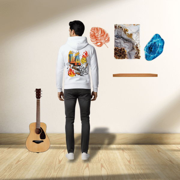 Premium Printed Black Hoodie – 320 GSM Heavyweight Fleece Streetwear by ORRYXA - White - Image 4