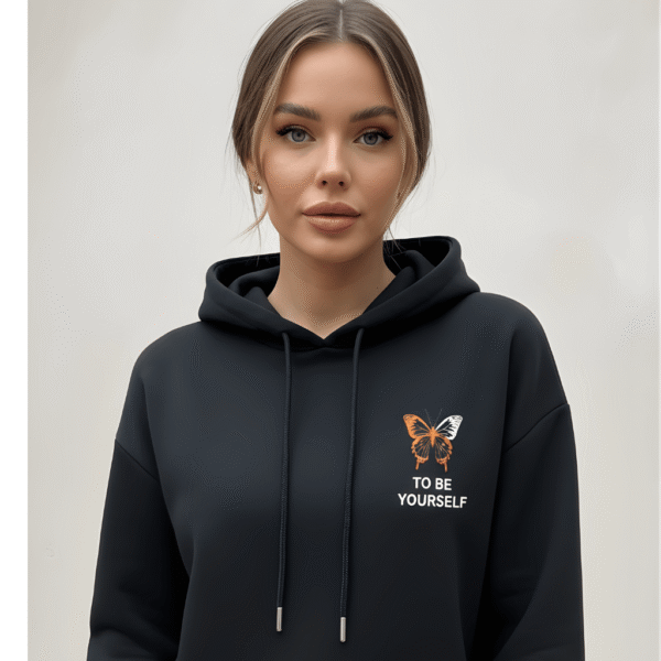 Orryxa Premium Black Women’s Oversized Hoodie | 320 GSM Fleece Cotton | Streetwear Comfort - Image 2