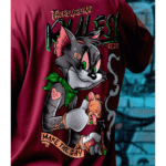 UP Yours Bro printed Premium Oversized T-Shirt for Men (Maroon | 280 GSM | 100% Cotton) - Image 2