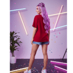 Premium compact printed Orryxa Women's Oversized T-Shirt for Women (Red | Cotton | 240 GSM) - Image 3