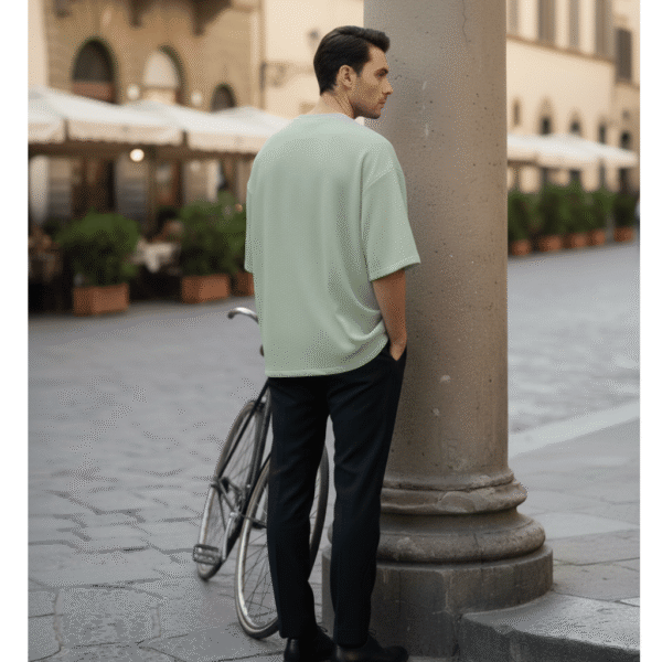 Men’s Oversized Karera Popcorn Fabric T-Shirt | 220 GSM Premium Quality | Round Neck Casual Wear - Image 2