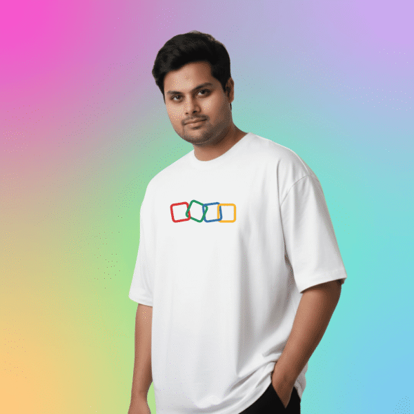 21 Zoho White 240 GSM Oversized Printed T-Shirt for Men - Image 1