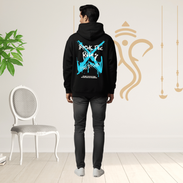 Break the rules premium Black Hoodie – 320 GSM Heavyweight Fleece Streetwear by ORRYXA - Image 2