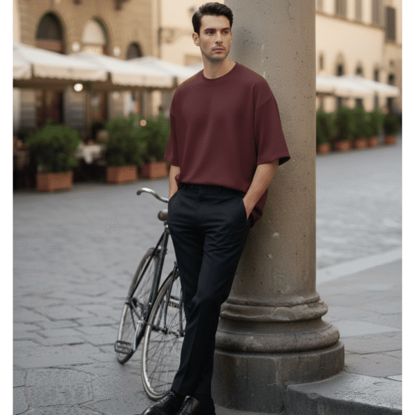 22 Men’s Oversized Karera Popcorn Fabric T-Shirt | 220 GSM Premium Quality | Round Neck Casual Wear - Image 1