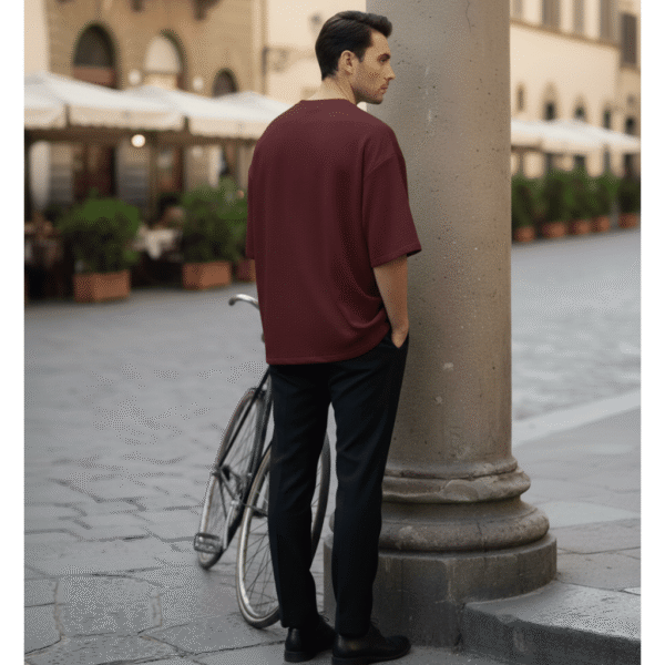 Men’s Oversized Karera Popcorn Fabric T-Shirt | 220 GSM Premium Quality | Round Neck Casual Wear - Image 3