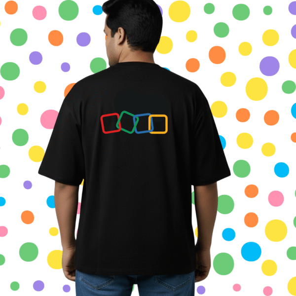Zoho logo 240 GSM Oversized Printed T-Shirt for Men - Black - Image 2