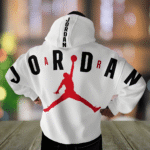 Jordan Premium Printed White Hoodie – 320 GSM Heavyweight Fleece Streetwear by ORRYXA - White