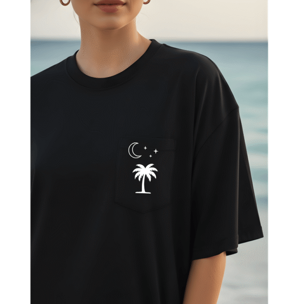 Sun salt sand orryxa Women's Oversized T-Shirt for Women (Black | Cotton | 240 GSM) - Image 2