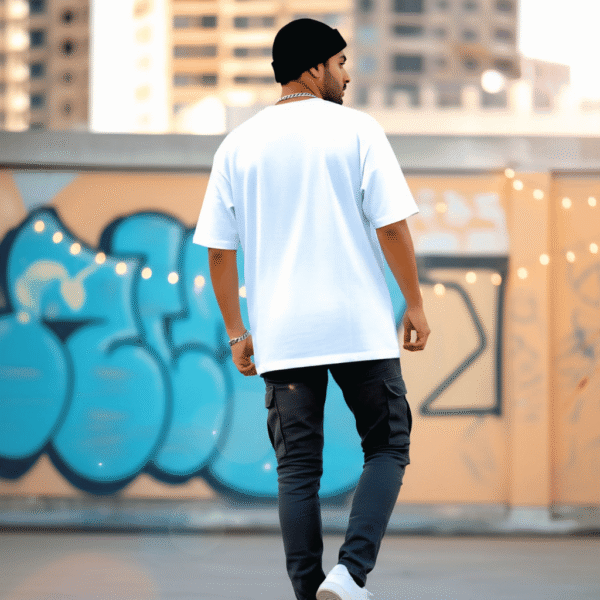 Stay Authentic stay fantastic printed Premium Oversized T-Shirt for Men (White | 280 GSM | 100% Cotton) - Image 3