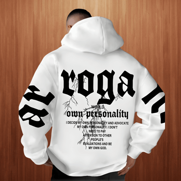 27 Premium Printed Black Hoodie – 320 GSM Heavyweight Fleece Streetwear by ORRYXA - White - Image 1