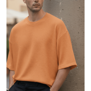 Men’s Oversized Karera Popcorn Fabric T-Shirt | 220 GSM Premium Quality | Round Neck Casual Wear