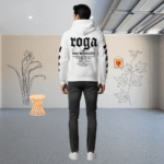 Premium Printed Black Hoodie – 320 GSM Heavyweight Fleece Streetwear by ORRYXA - White - Image 4