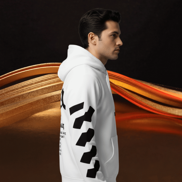 Premium Printed Black Hoodie – 320 GSM Heavyweight Fleece Streetwear by ORRYXA - White - Image 2