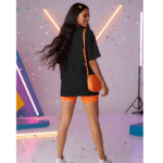 Girl stylish printed Orryxa Women's Oversized T-Shirt for Women (Black | Cotton | 240 GSM) - Image 3