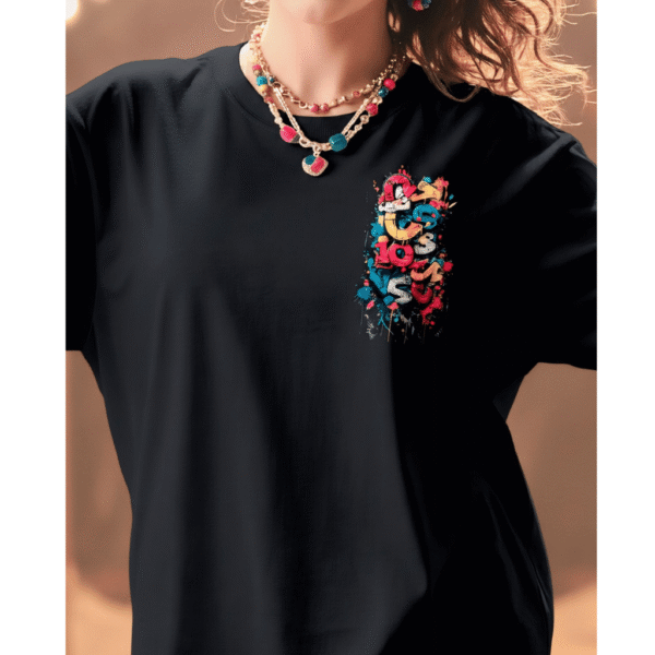 Orryxa Classic Black Cotton Oversized T-Shirt for Women – Relaxed Fit, Soft & Breathable - Image 2