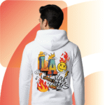 Premium Printed Black Hoodie – 320 GSM Heavyweight Fleece Streetwear by ORRYXA - White - Image 2